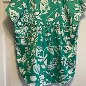 Rachel Roy Green Floral Women’s Blouse - Lightweight Printed Top